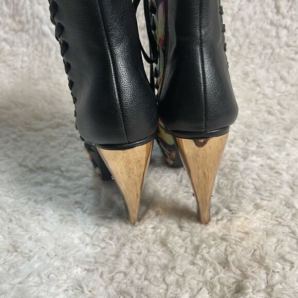 Privilege Stayhigh Floral multi color lace up hidden platform ankle boots size6 - Picture 5 of 14